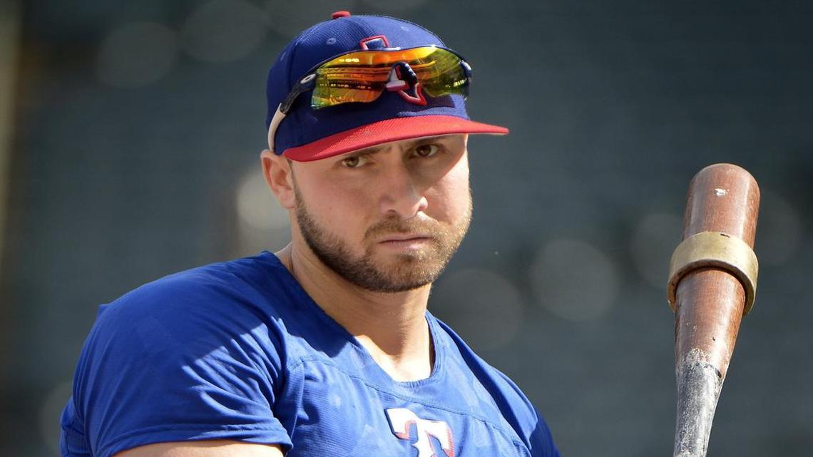 Joey Gallo hit a batting practice homer that hit the base of the video board high atop the right field porch before Friday’s game.