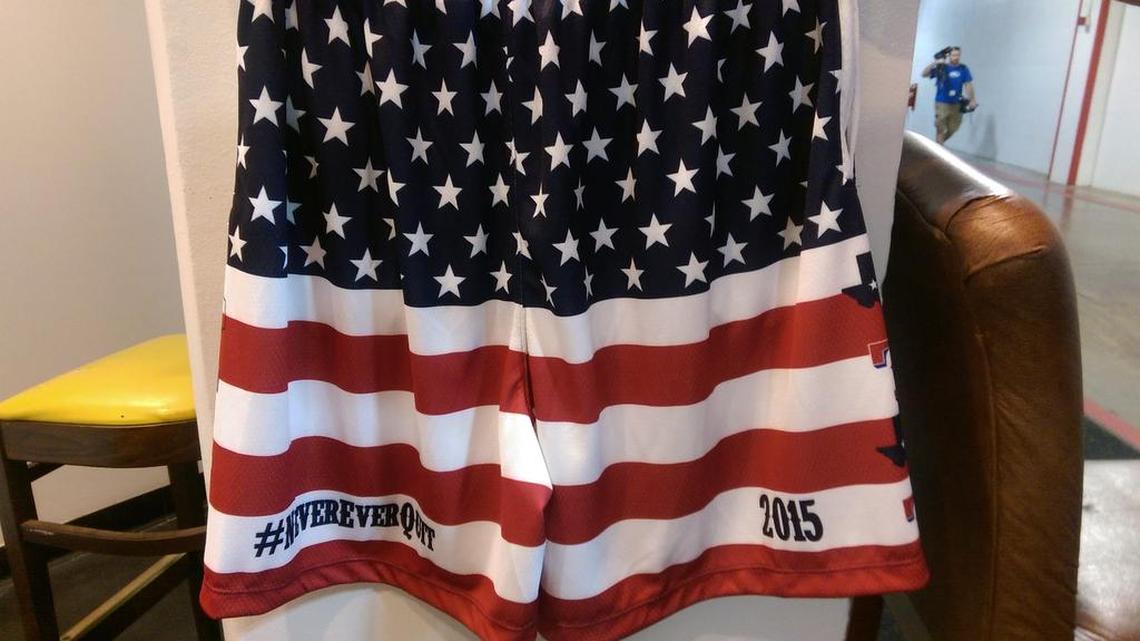 
Mike Napoli had special workout shorts made for the entire Rangers team. Players were wearing them before Tuesday’s 6-5 win over the Astros, which vaulted Texas into first place in the American League West, a half-game ahead of Houston.
