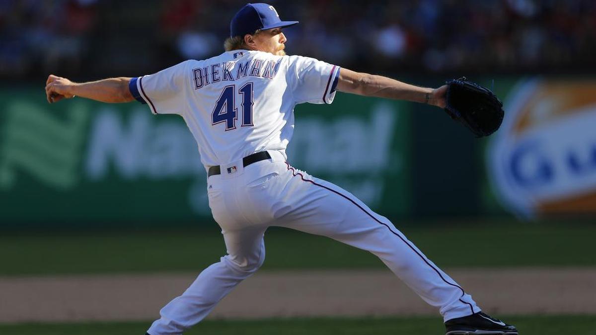 Rangers set-up man Jake Diekman has dominated the Mariners in his career. That continued Monday with a perfect eighth inning.