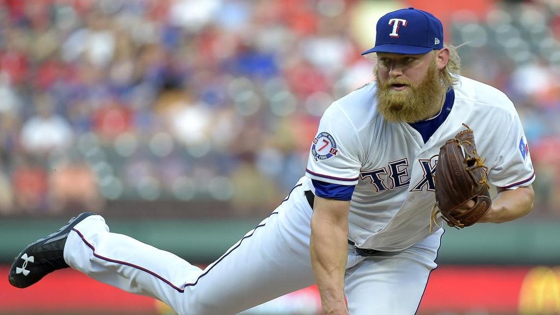 Rangers starting pitcher Andrew Cashner was scratched from Tuesday’s game after waking up with a stiff neck.