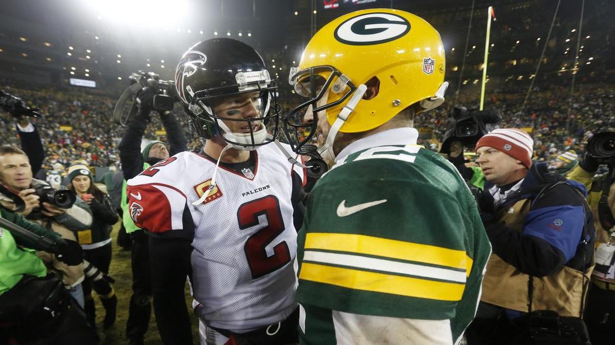 Atlanta Falcons quarterback Matt Ryan, left, and Green Bay Packers quarterback Aaron Rodgers will lead their teams into Sunday’s NFC Championship game at 2 p.m. on Fox (KDFW/4). The two squared off in the 2010 divisional round with Green Bay winning 48-21. Rodgers had three touchdowns passing and one running while throwing for 366 yards. Ryan had 186 yards passing with a TD, two interceptions and a lost fumble.