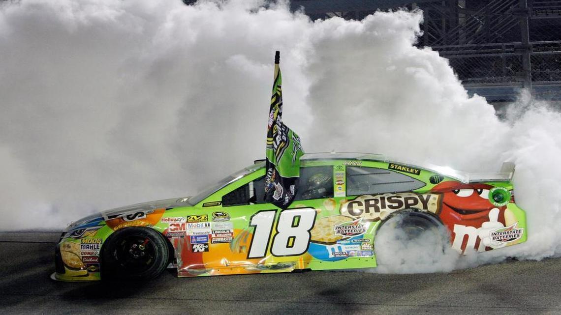 Kyle Busch does a burnout after winning the Sprint Cup race and the season title last season at Homestead-Miami Speedway in Homestead, Fla. With four-time champion Jeff Gordon retired and three-time champ Tony Stewart sidelined with a broken back, the NASCAR season begins Feb. 21 with a much different look and a new rules package.