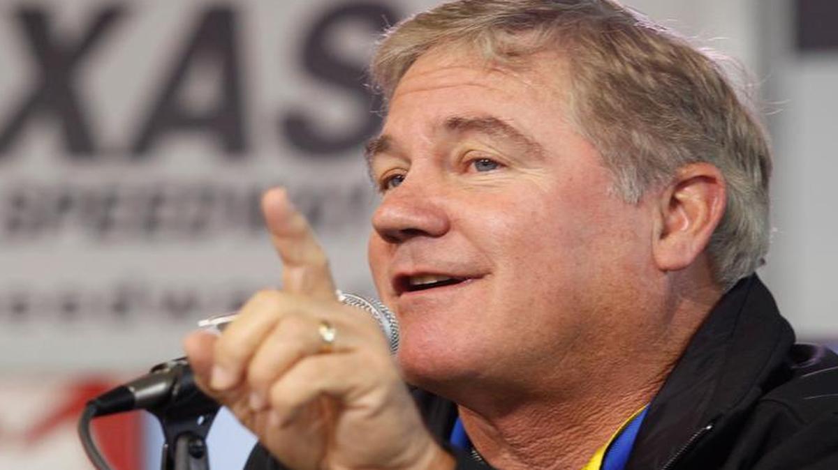 Racing great Terry Labonte speaks to reporters before the NASCAR Sprint Cup Series race at Texas Motor Speedway in Fort Worth on Nov. 8.