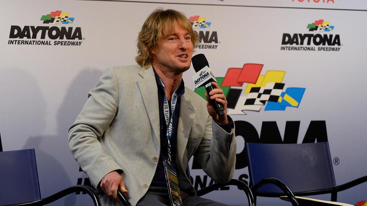 Actor Owen Wilson speaks to the media on Sunday, Feb. 26, 2017, in Daytona Beach, Fla. The Dallas native is the inspiration for a new Internet trend.