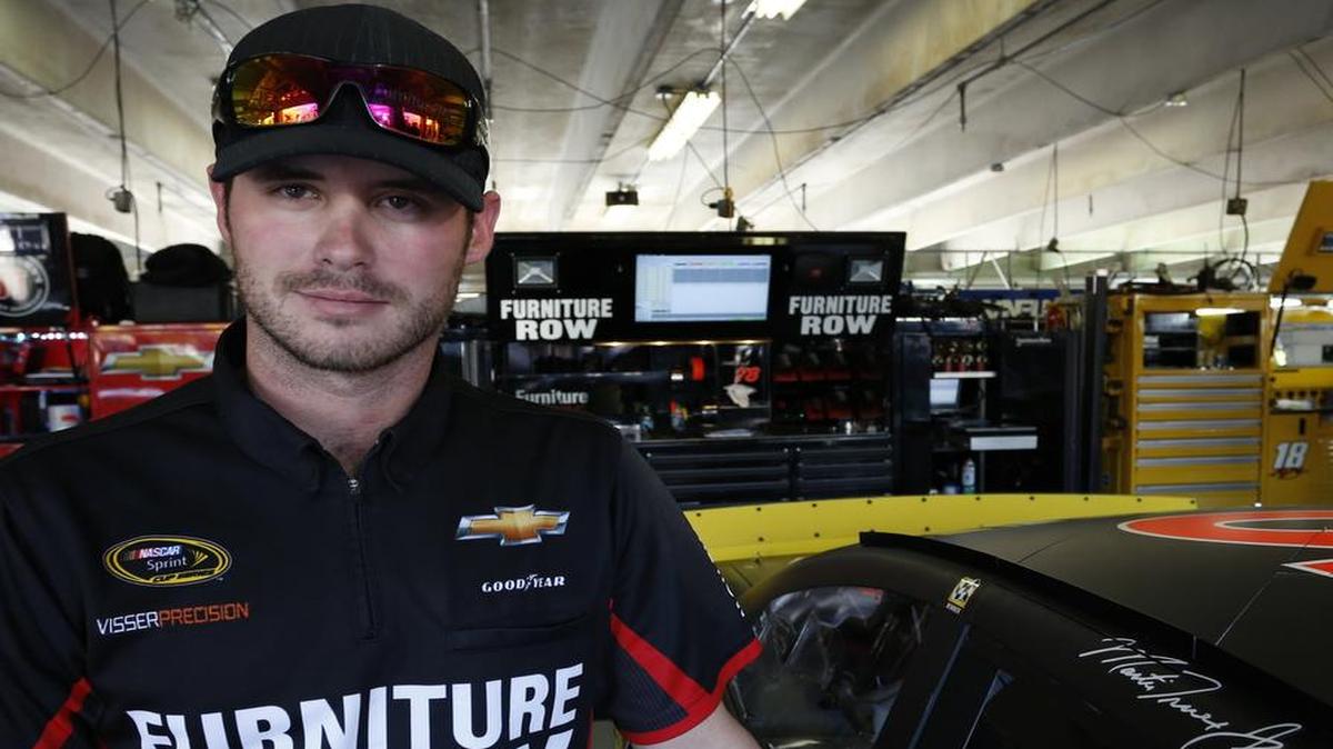 Blake Harris, a crew member on the Furniture Row Sprint Cup team, is living the life he envisioned while growing up in Maypearl.