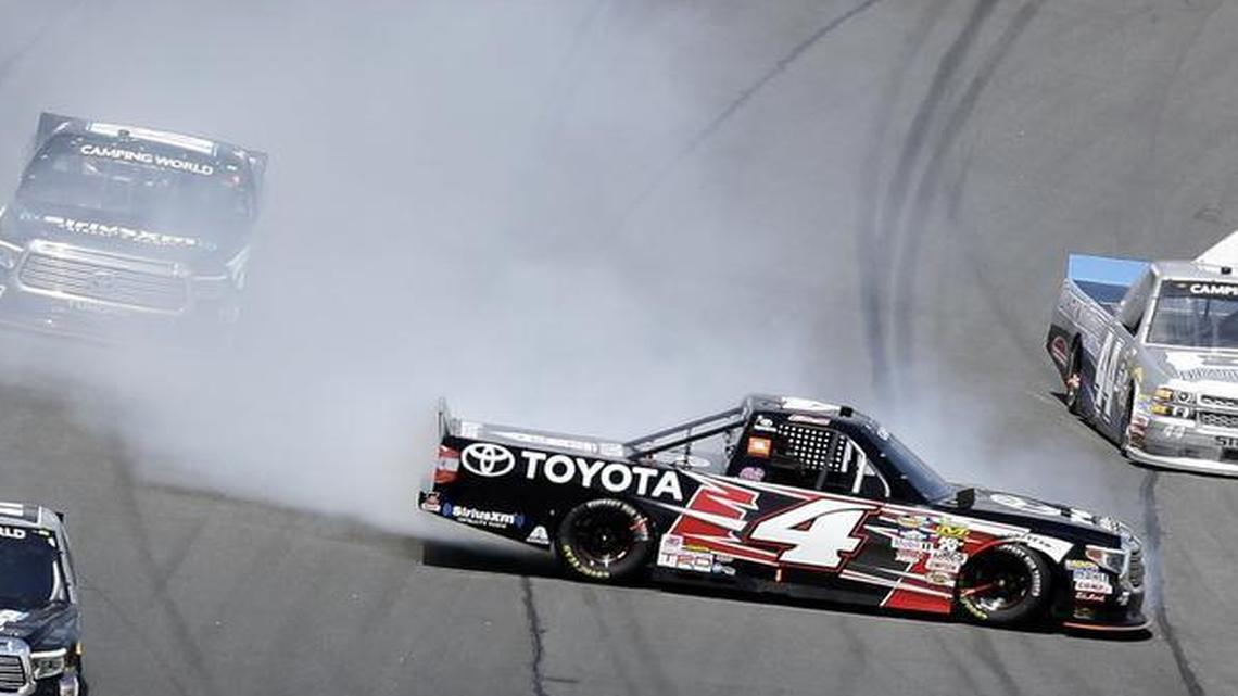 Christopher Bell (4) spun out in Charlotte, but was happy to finish eighth. He wasn’t happy with his eighth-place run at Texas last fall.
