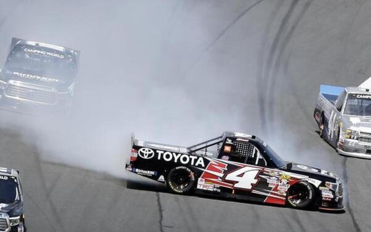 Christopher Bell (4) spun out in Charlotte, but was happy to finish eighth. He wasn’t happy with his eighth-place run at Texas last fall.