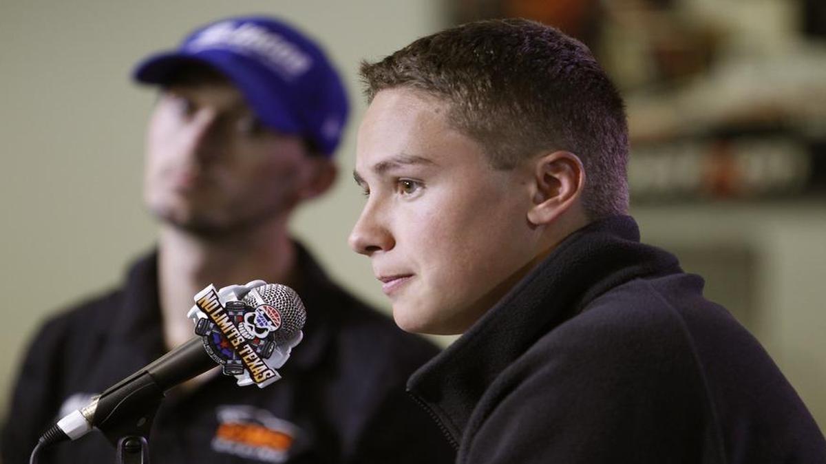 After low-end finishes in the season’s first three NASCAR Camping World Truck Series races, Christopher Bell, right, has pulled of top-10 runs in 15 of the last 17 races.