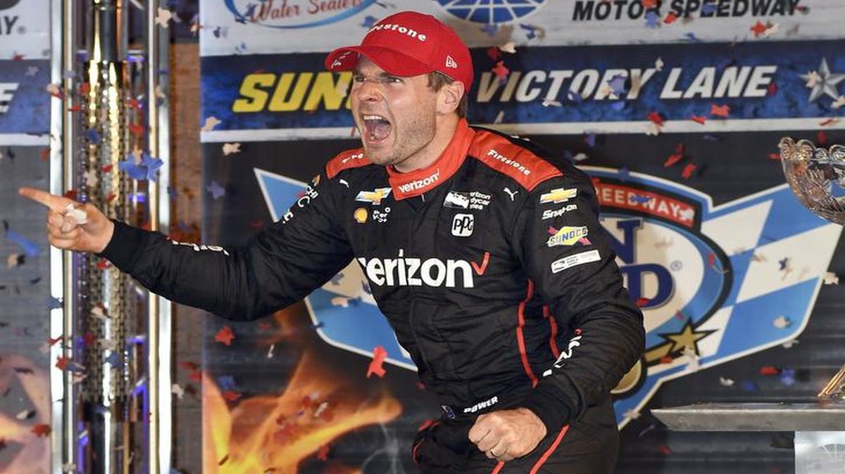 Will Power of Australia was thrilled with his IndyCar victory Saturday at TMS, especially because his wife is from Plano and he considers the area his second home.