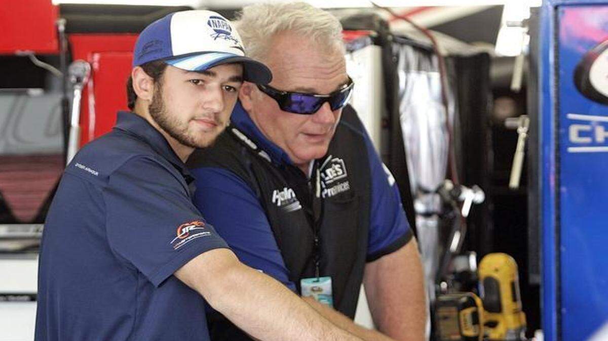 
Chase Elliott talks with spotter Earl Barban during the Xfinity all access event Thursday at Texas Motor Speedway. Elliot will move to the Sprint Cup Series full time next season.
