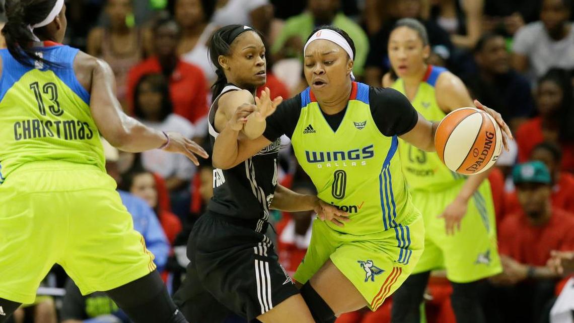 Odyssey Sims and the Dallas Wings brushed by Moriah Jefferson and San Antonio to win their WNBA home debut.