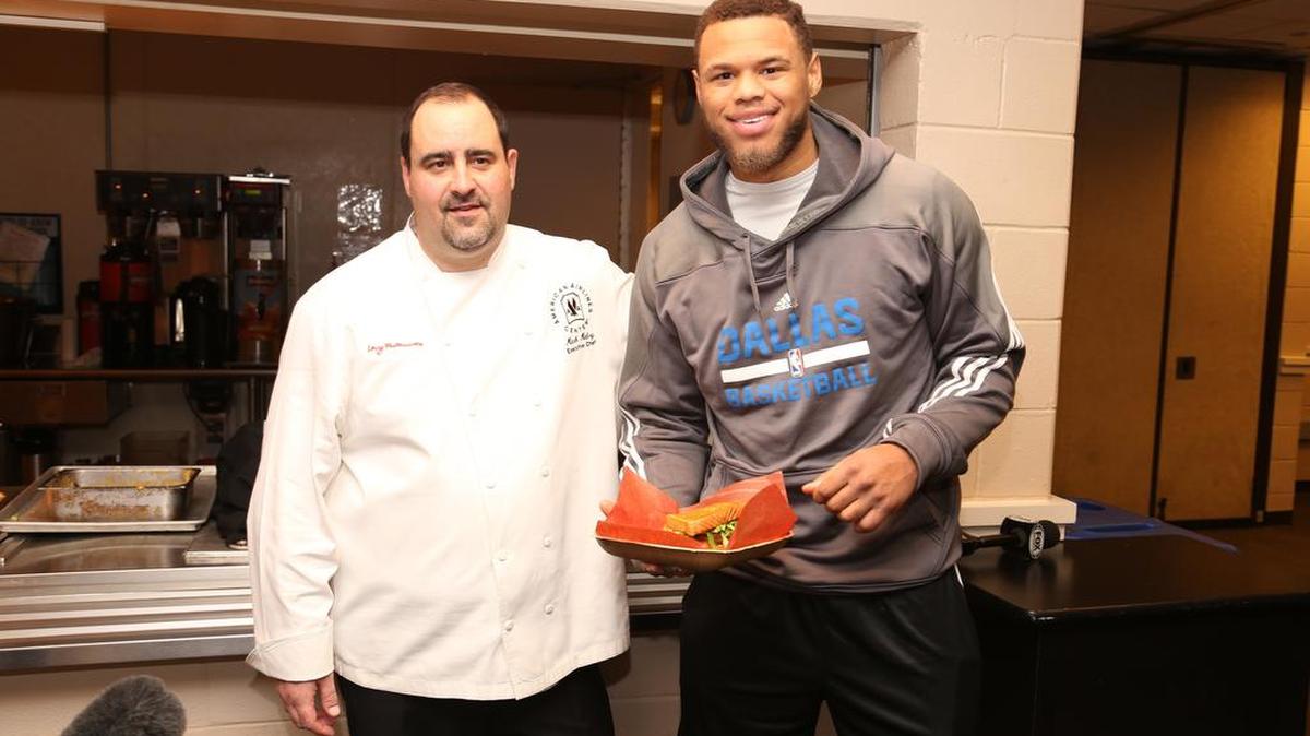 Dallas Mavericks rookie guard Justin Anderson and American Airlines Center chef Mark Mabry have created the Just In Time Burger.