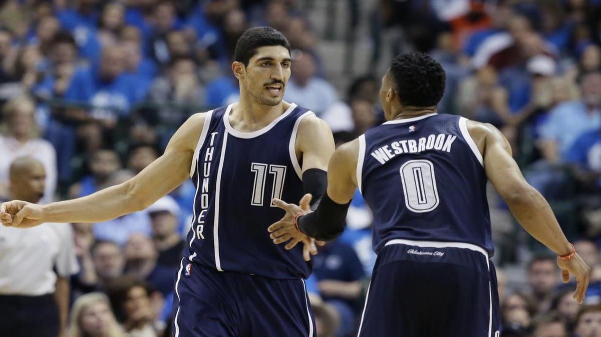 Thunder center Enes Kanter, left, has dominated the Mavericks inside, scoring 49 points combined in the past two games.