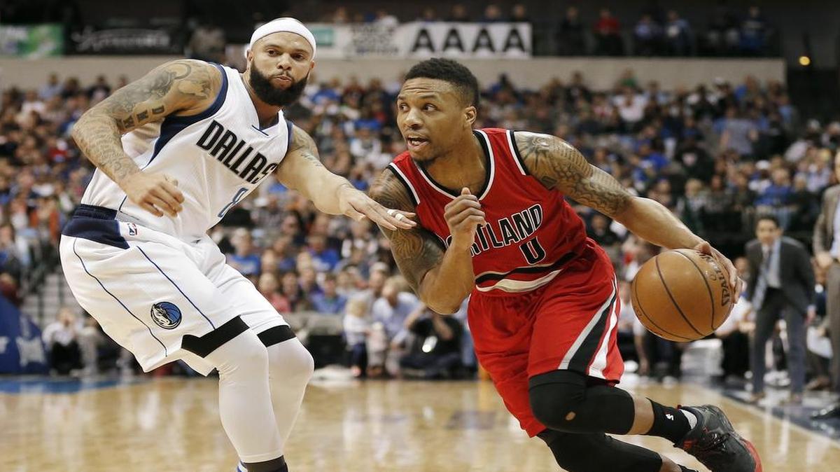 Blazers point guard Damian Lillard, in action Sunday against the Mavericks and Deron Williams, leads Portland into Wednesday’s rematch with Dallas. The game will be televised at 9 p.m. on FSSW.