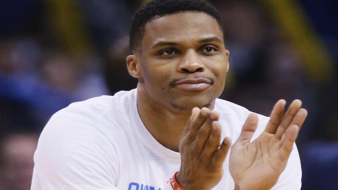 Oklahoma City Thunder guard Russell Westbrook is averaging double figures in scoring, rebounds and assists. If he finishes the season that way, he would join Oscar Robertson as the only players to average a triple-double over the course of a season.