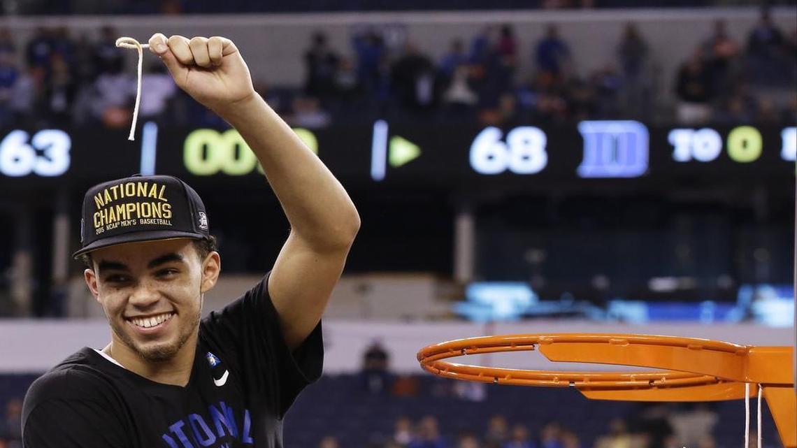 
Tyus Jones, who helped lead Duke to the NCAA basketball championship last season, could be the Mavericks’ point guard next season if he is available for them at No. 21 in the draft.

