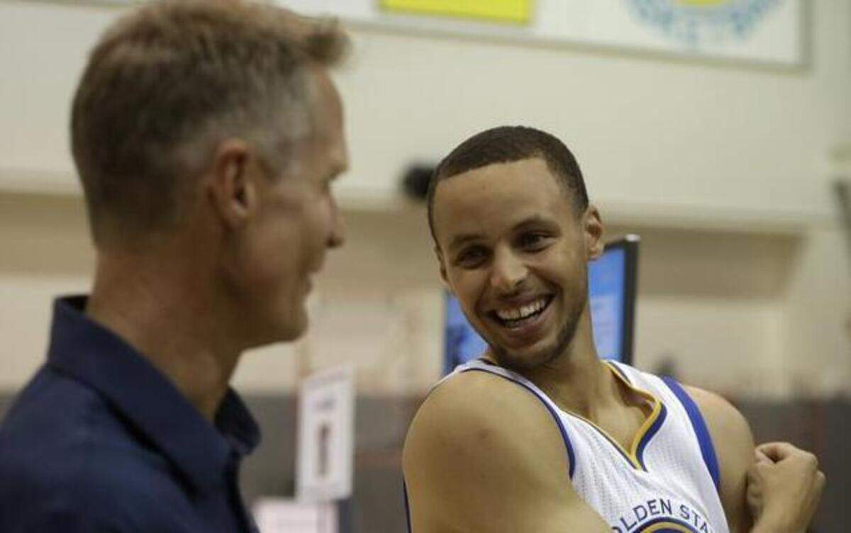 
Golden State guard Stephen Curry, right, and Warriors coach Steve Kerr are two of the best spot-up shooters, present and past, in NBA history. 
