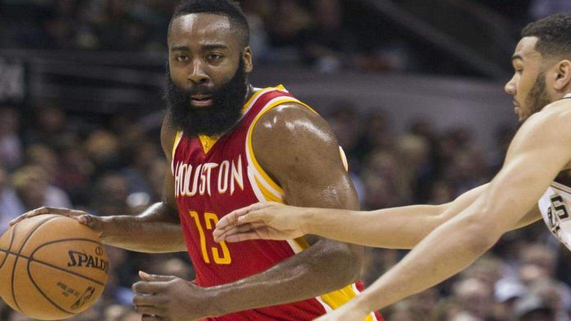 
Houston Rockets guard James Harden, left, was second in average minutes a game this season. Even at that he sat out about 12 minutes a game. 
