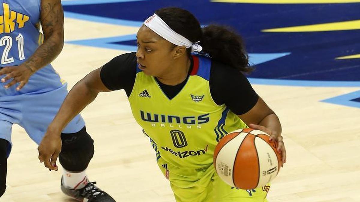 Dallas Wings guard Odyssey Sims, right, was dealt to the Los Angeles Sparks on Friday in exchange for the fourth overall draft pick in April.