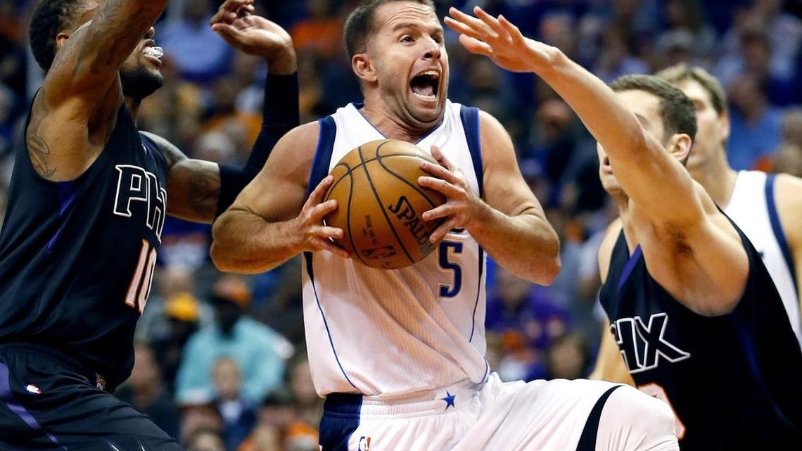Mavericks guard J.J. Barea was one of eight Dallas players to score in double figures in Wednesday’s 111-95 rout of the Suns in Phoenix.