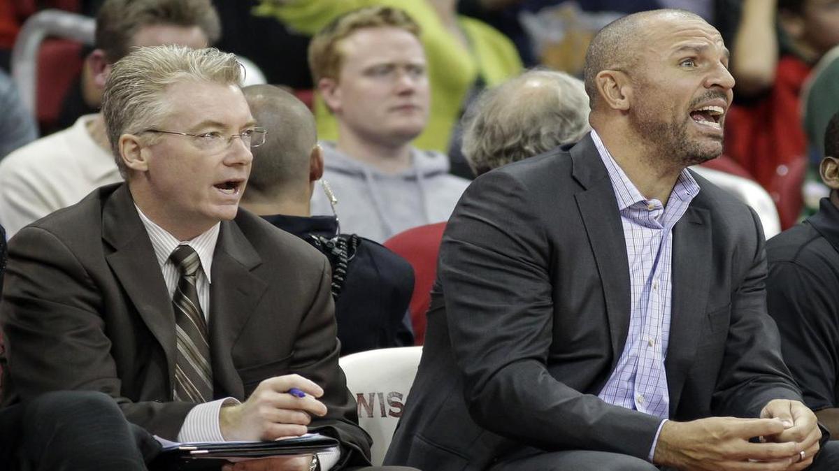 Joe Prunty, left, is filling in as the Milwaukee Bucks head coach while Jason Kidd, right, recovers from hip replacement surgery.