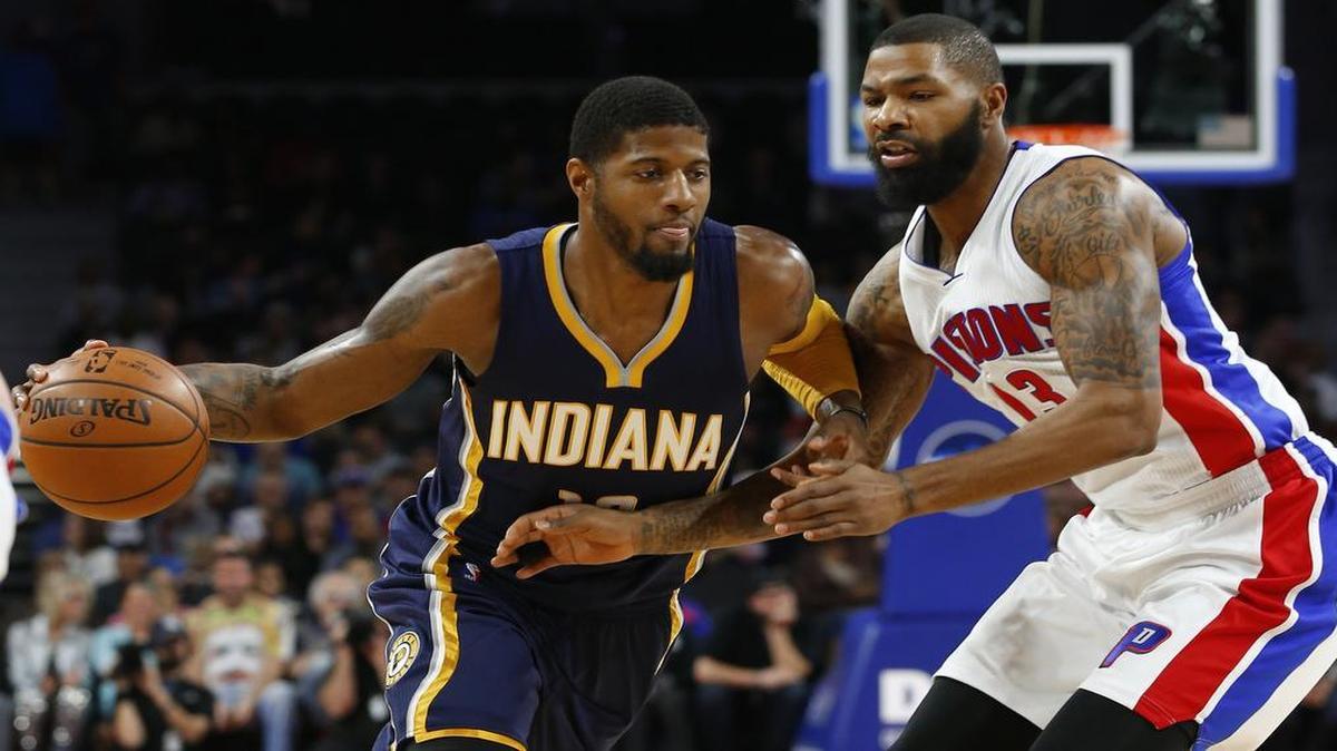 Pacers forward Paul George, left, has rediscovered his dominance this season while averaging 26.5 points, 7.8 rebounds and 4.1 assists.