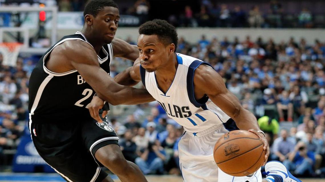 Mavericks guard Yogi Ferrell, right, started the season as property of the Nets. On Friday, he drove past defender Caris LeVert and helped Dallas to victory over Brooklyn.
