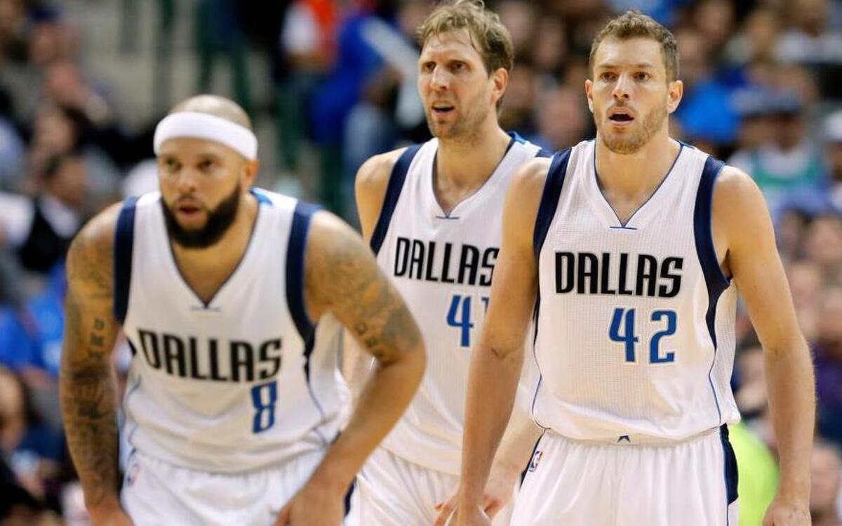 The Mavericks’ Deron Williams, left, Dirk Nowitzki, center, and David Lee will become unrestricted free agents this summer.