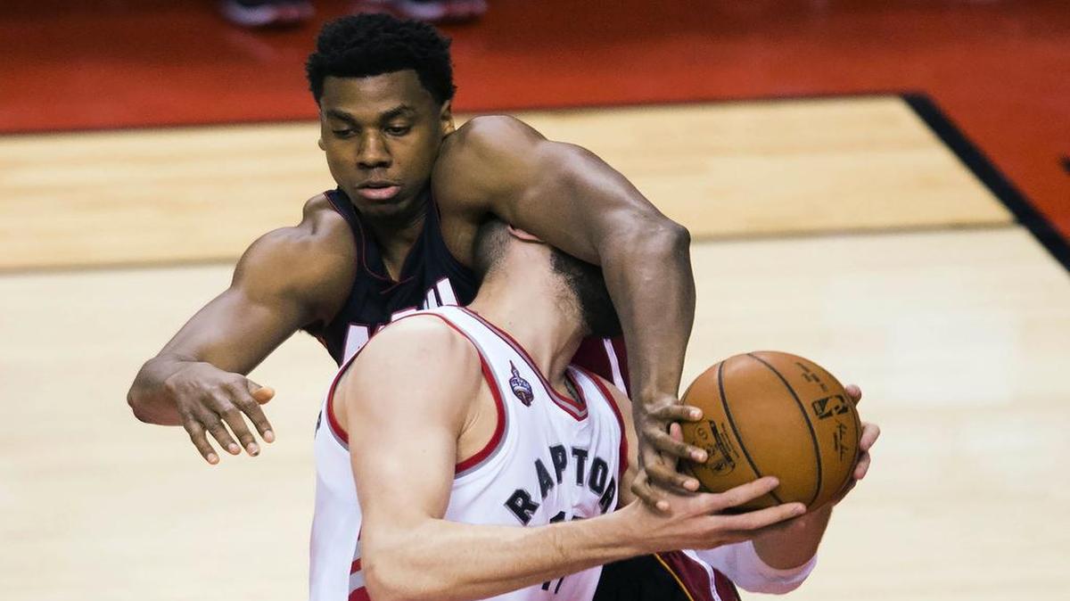 Miami Heat center Hassan Whiteside averaged a double-double and led the NBA with 3.7 blocks per game last season.