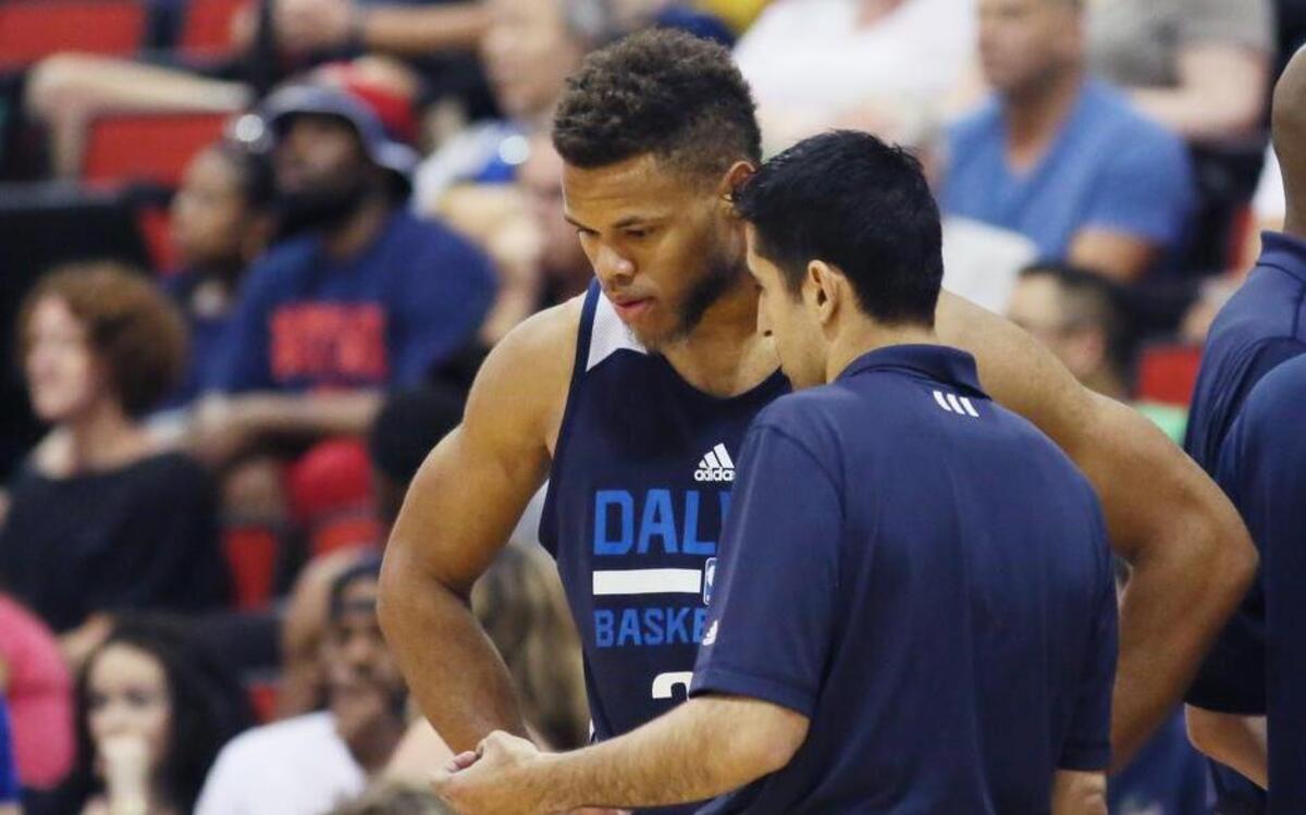 
Mavericks rookie Justin Anderson, listening to summer league coach Kaleb Canales, says the team is connecting better offensively and defensively.


