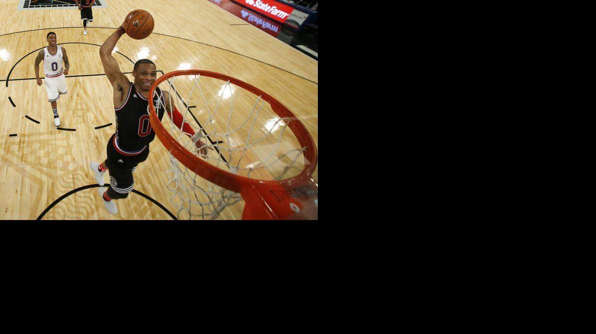 
Russell Westbrook’s selection as All-Star Game MVP was a slam dunk after he threw down 41 points Sunday in New York. Westbrook averages 25.8 points, 6.3 rebounds and 7.6 assists for the Thunder this season.



