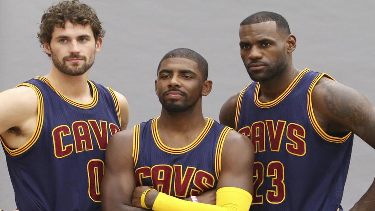 From left, Kevin Love, Kyrie Irving and LeBron James are all healthy and ready to go for this year’s Finals.