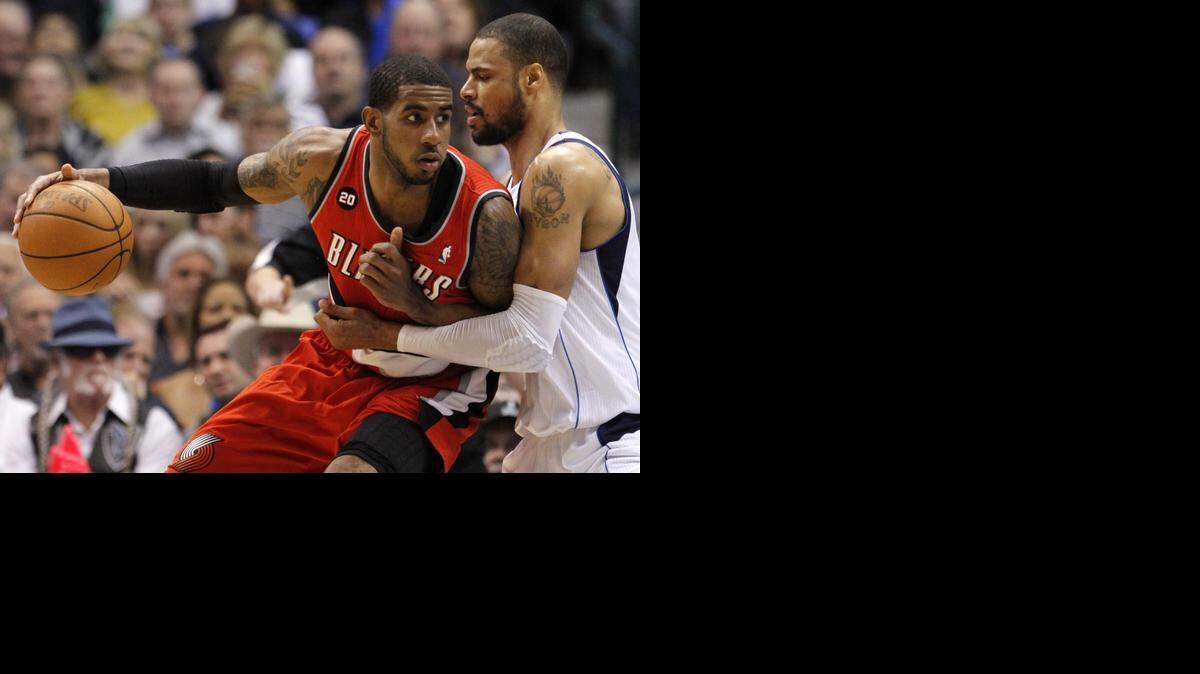 
Tyson Chandler, right, guarding Portland’s LaMarcus Aldridge in a playoff game in April 2011, helped the Mavericks win the NBA title later that year. 


