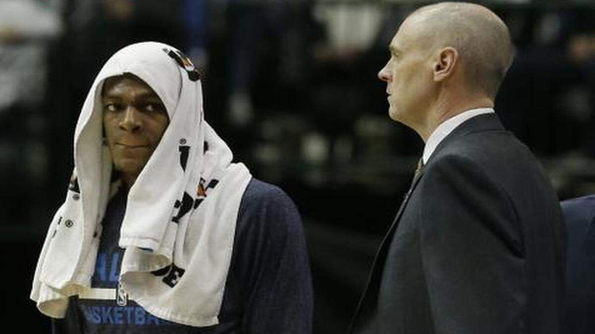 
 Mavericks guard Rajon Rondo, left, and coach Rick Carlisle haven’t always been on the same page. 
