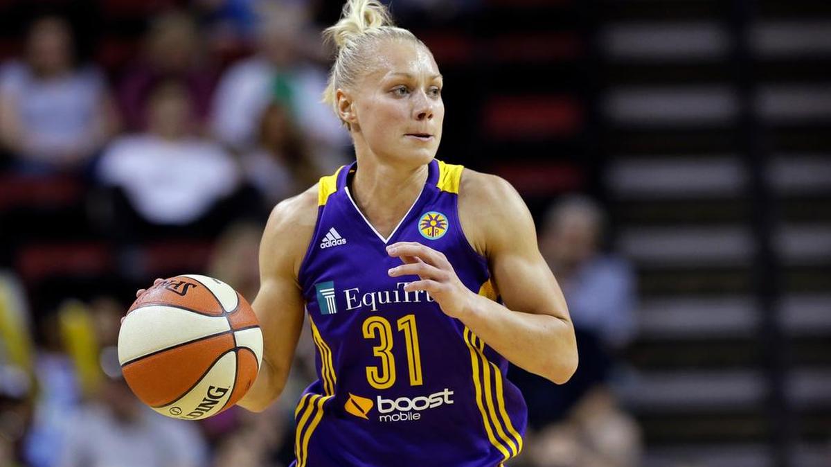 New Dallas Wings player Erin Phillips in action for the Los Angeles Sparks against the Seattle Storm in a WNBA basketball game Saturday, June 6, 2015, in Seattle.