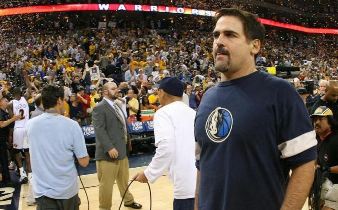 A stunned Mark Cuban walks off the court in Oakland, Calif., after the top-seeded, 67-win Mavericks were swept by Golden State during the first round of the 2007 NBA playoffs.