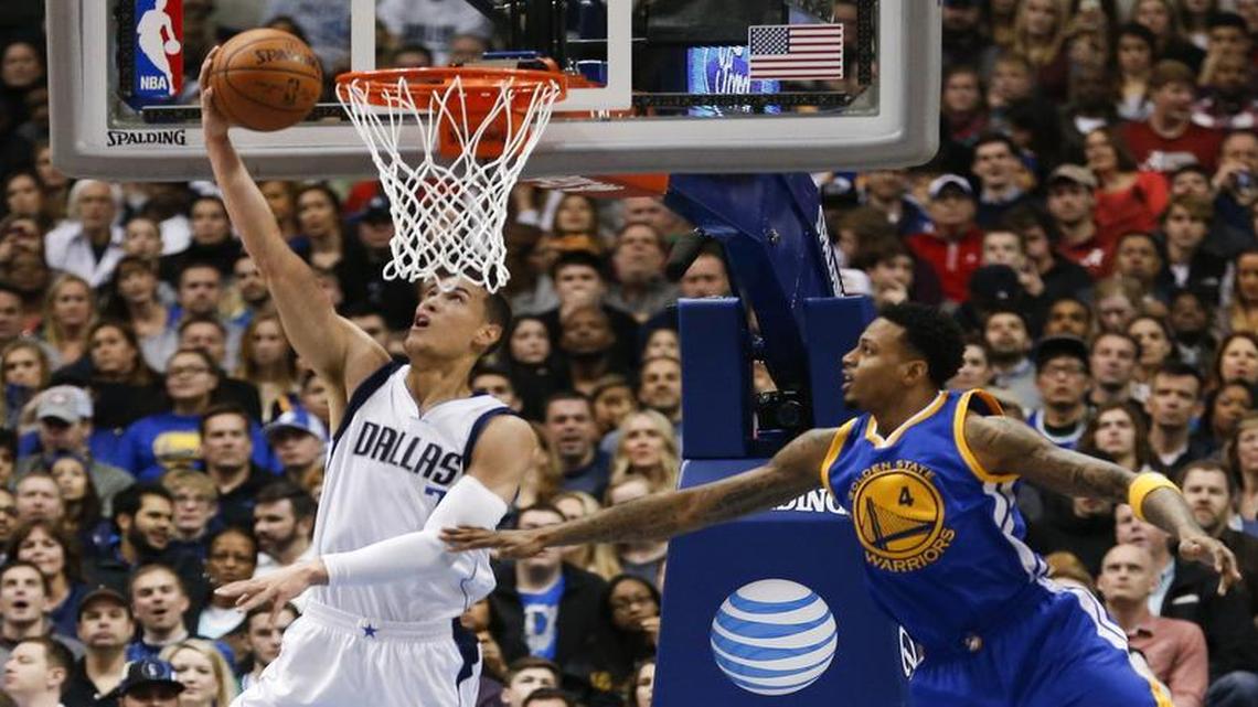 Mavericks forward Dwight Powell, left, in action earlier this season, was selected to participate in the Rising Stars All-Star Challenge on Feb. 12 in his hometown of Toronto.