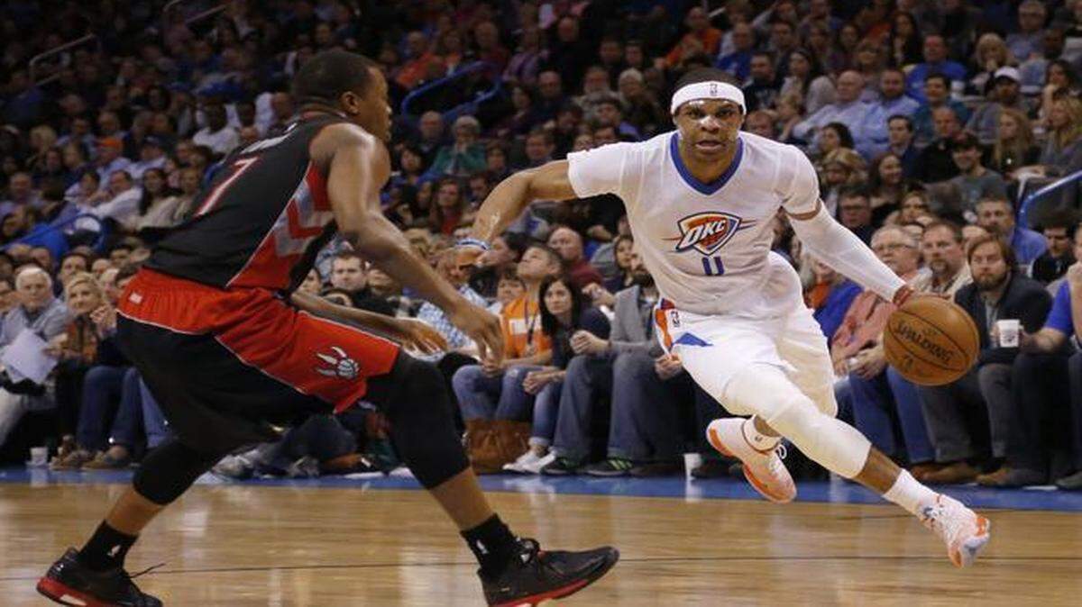 
Guard Russell Westbrook, right, who has five triple-doubles in six games, and the Thunder visit American Airlines Center on March 16 during the Mavericks’ five-game homestand.


