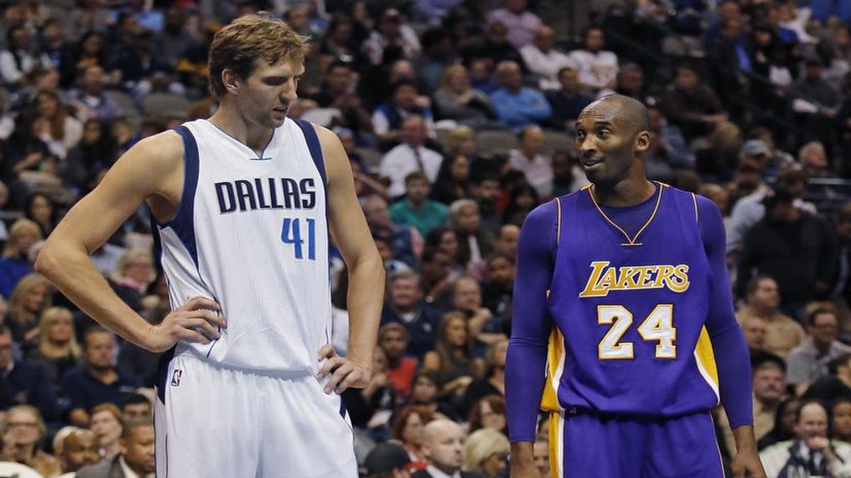 The Mavericks and Dirk Nowitzki, left, will play their final game against Kobe Bryant on Tuesday in Los Angeles. The Lakers star is retiring after this season.