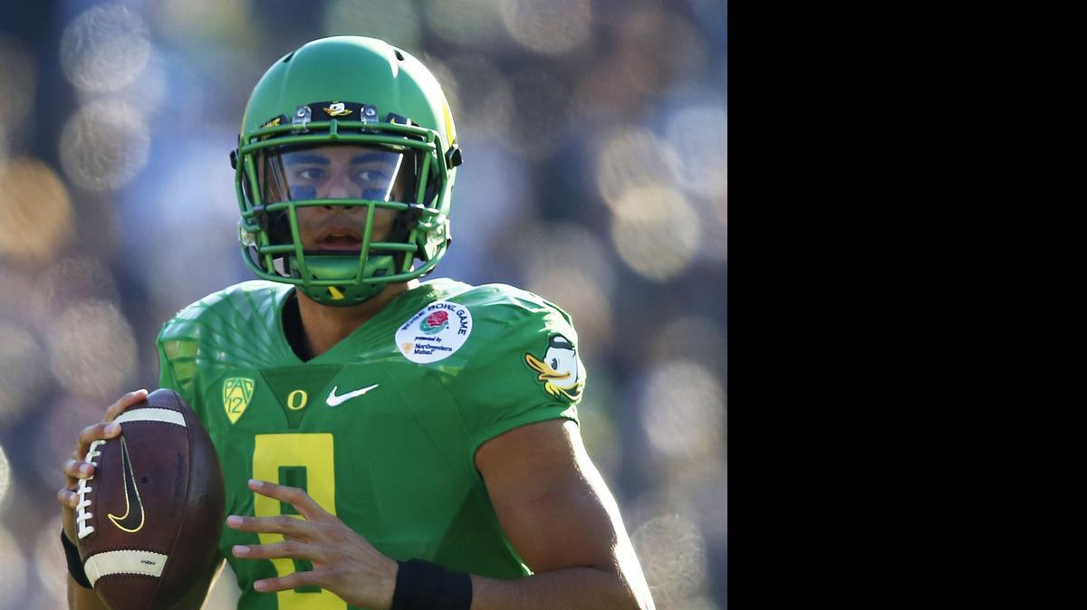 
Oregon quarterback Marcus Mariota will watch the draft with 200 friends and family at home in Hawaii.

