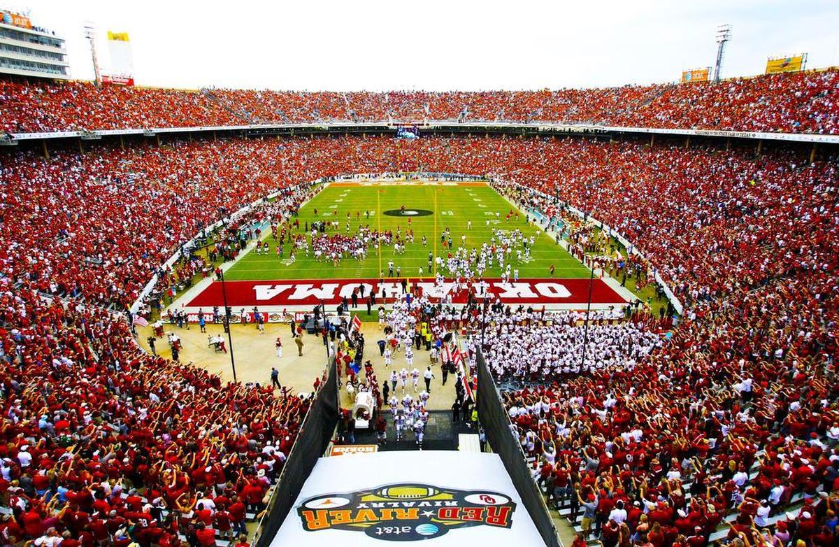 Since 1932, Oklahoma and Texas have played annually at the Cotton Bowl, which turns half crimson, half burnt orange one Saturday every October.
