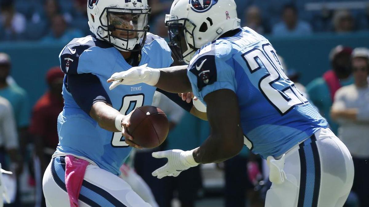 Tennessee has lost three of four home games this season but the combination of quarterback Marcus Mariota, left, and running back DeMarco Murray gives the Titans hope for a brighter future. Tennessee hosts AFC South rival Jacksonville at 7:25 p.m. Thursday on NFL Network.