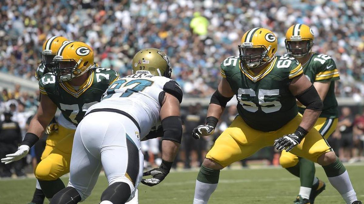 Packers starting left guard and Arlington Martin grad Lane Taylor, right, more than held his own last week in the season opener against the Jaguars with no penalties or sacks allowed.