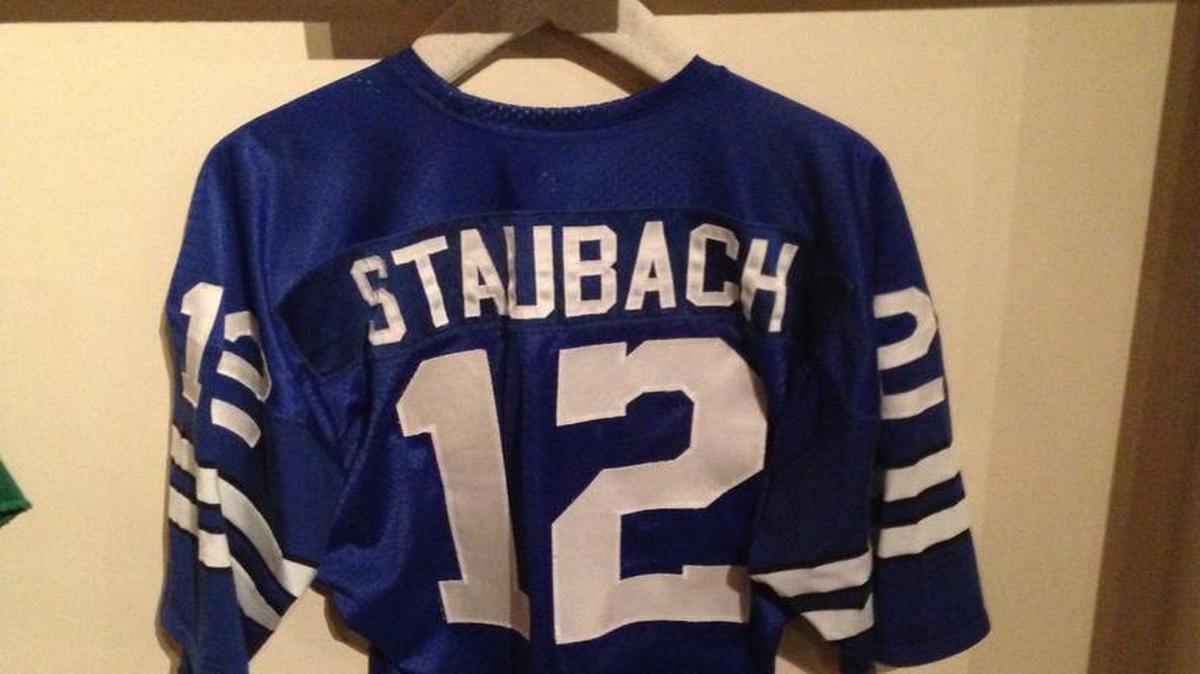 
A Roger Staubach jersey is one of five worn by Dallas Cowboys in the Ronald Reagan Presidential Library.
