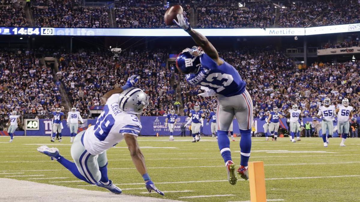 
Cowboys cornerback Brandon Carr, left, posterized by Odell Beckham’s sensational catch last November, says he has moved on from the play. “I’m trying to win a football game like we did last year,” he said. 


