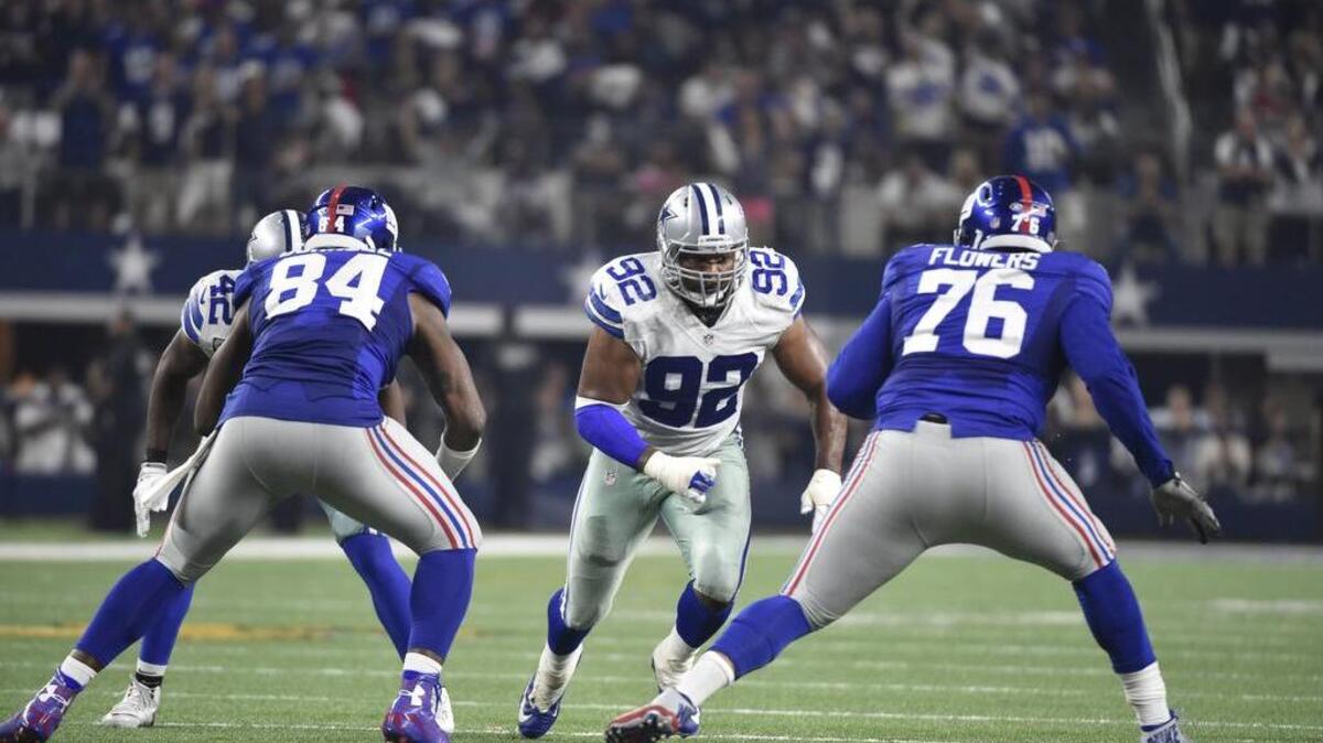 
Dallas Cowboys defensive end Jeremy Mincey (92) will miss Sunday’s game with a concussion.
