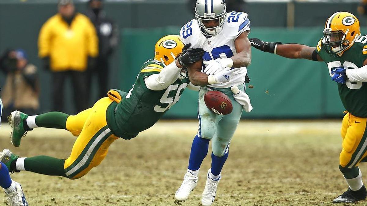 The Cowboys will have to contend with veteran defensive end Julius Peppers, 36, who stripped former Dallas running back DeMarco Murray in a pivotal play early in the third quarter of the Packers’ playoff victory two years ago.