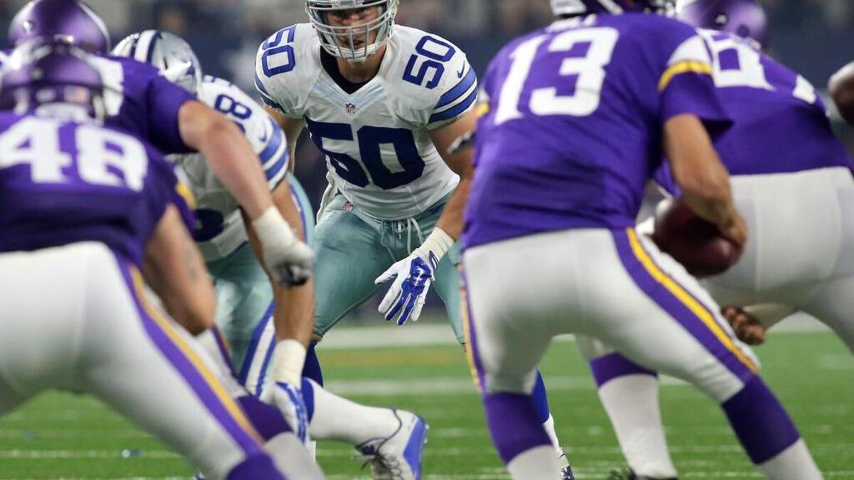 
Dallas Cowboys linebacker Sean Lee (50) played 18 snaps against the Vikings in his only action since December 2013.
