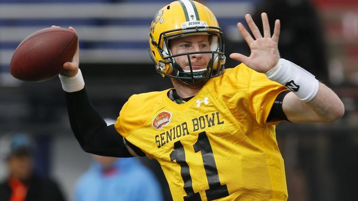 North Dakota State quarterback Carson Wentz was excited to meet Dallas Cowboys owner Jerry Jones at the Senior Bowl this week.