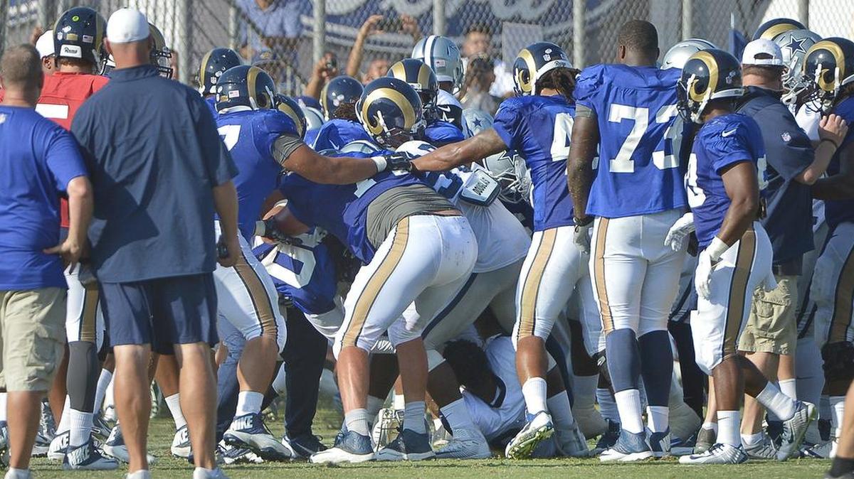 
The Cowboys and Rams had their joint practice cut short Tuesday by fighting between the two teams.
